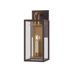 Troy Lighting Arnold Medium Exterior Wall Sconce, True Bronze & Patina Brass, ETL Wet Rated, Dimmable