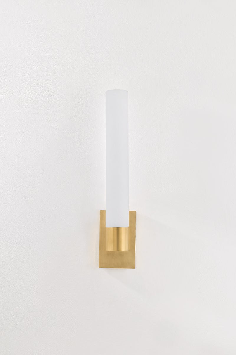 Balerma Wall Sconce by Corbett Lighting - Elegant Matte Cloud Glass & Vintage Brass, ETL Damp Rated