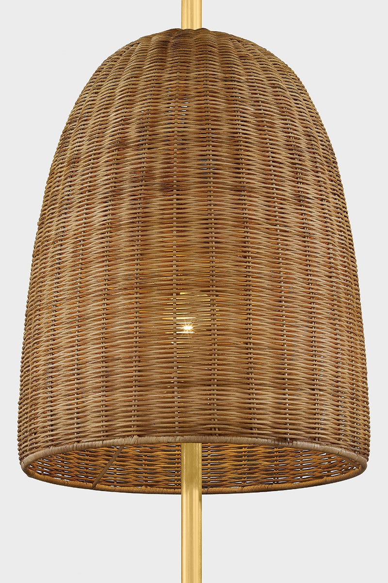 Mitzi Beatrice 64" Floor Lamp - Wicker Shade, Aged Brass Base, Dimmable, UL Rated