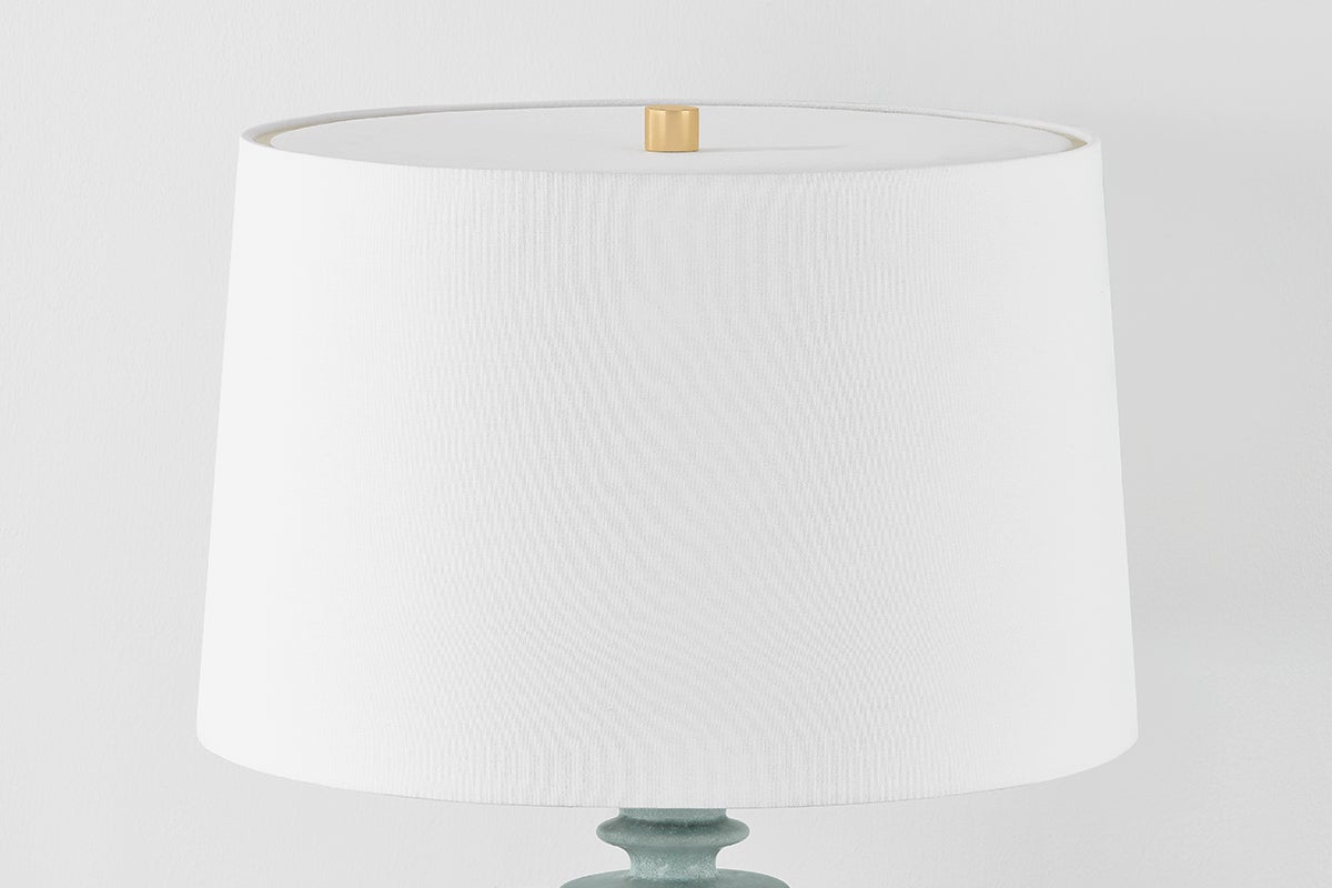 Hudson Valley Lighting Bellmawr Table Lamp - 32" Speckled Blue Ceramic with White Linen Shade