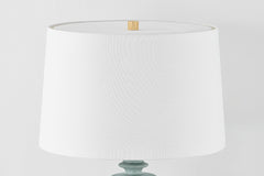 Hudson Valley Lighting Bellmawr Table Lamp - 32" Speckled Blue Ceramic with White Linen Shade