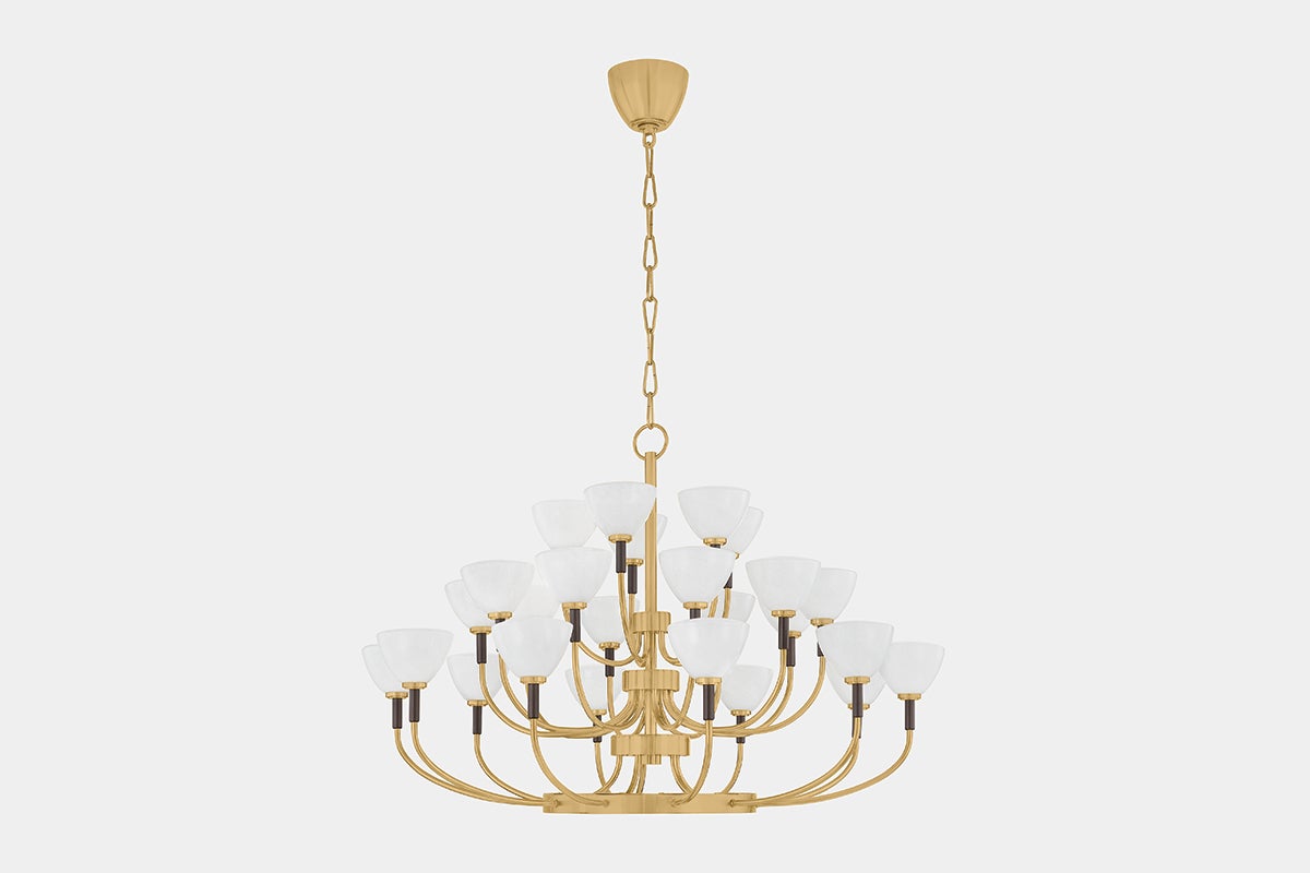 Brahma 25-Light Chandelier by Corbett Lighting, Vintage Brass and Bronze, Dimmable, Adjustable Height