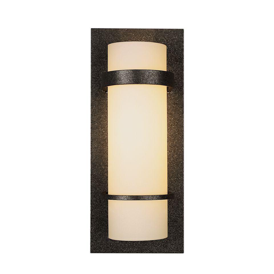 Hubbardton Forge Banded Sconce 100W Max, Opal Glass Shade, Indoor Damp Rated, Elegant Finish Options