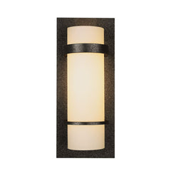 Hubbardton Forge Banded Sconce 100W Max, Opal Glass Shade, Indoor Damp Rated, Elegant Finish Options