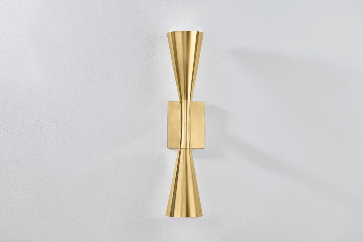 Barcelona Sconce 22.75" Height by Corbett Lighting - Dimmable, 400 Lumens, Vintage Brass Finish