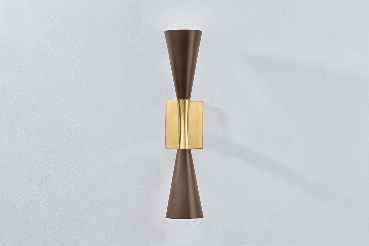 Barcelona Sconce 22.75" Height by Corbett Lighting - Dimmable, 400 Lumens, Vintage Brass Finish