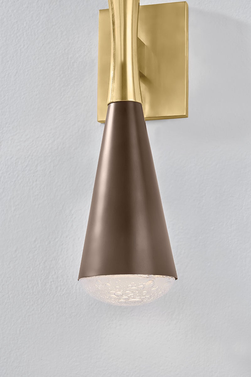 Barcelona Sconce 22.75" Height by Corbett Lighting - Dimmable, 400 Lumens, Vintage Brass Finish