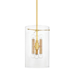 Barlow Lantern Pendant Light by Hudson Valley Lighting, Aged Brass, Dimmable, 6 Bulb Capacity, 16"H x 10.75"D