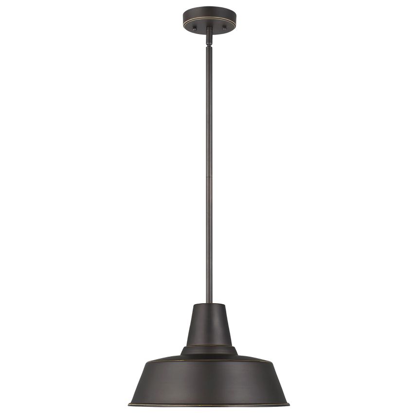 Barn Light One Light Outdoor Pendant, Dimmable Aluminum Fixture with Vintage Design, 14" Diameter