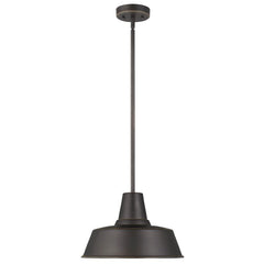 Barn Light One Light Outdoor Pendant, Dimmable Aluminum Fixture with Vintage Design, 14" Diameter