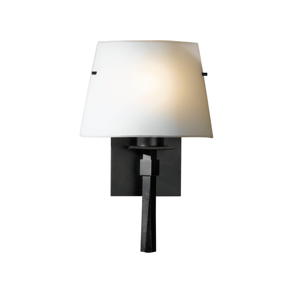 Hubbardton Forge Beacon Hall Half Cone Glass Sconce with Dimmable Opal Shade and Versatile Finishes