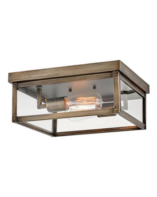 Beckham Small Flush Mount Ceiling Light by Hinkley Lighting, 2-Bulb Dimmable, Clear Glass Shade, UL Damp