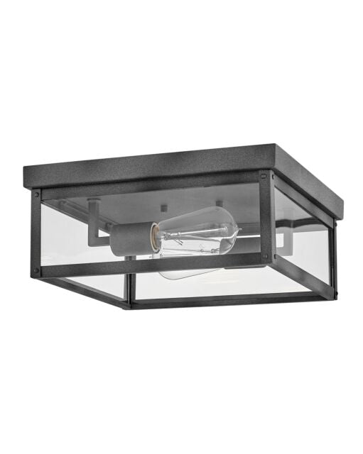 Beckham Small Flush Mount Ceiling Light by Hinkley Lighting, 2-Bulb Dimmable, Clear Glass Shade, UL Damp