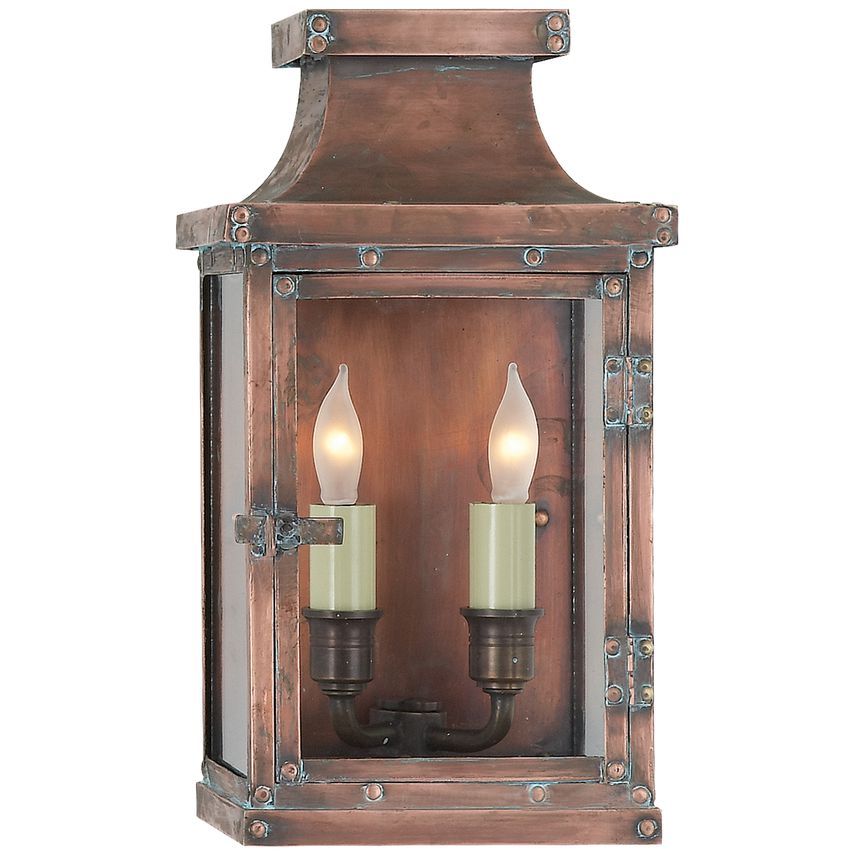 Bedford Small 3/4 Lantern by Visual Comfort - Copper Wall Sconce with Dimmable Feature, 2 Light Fixtures