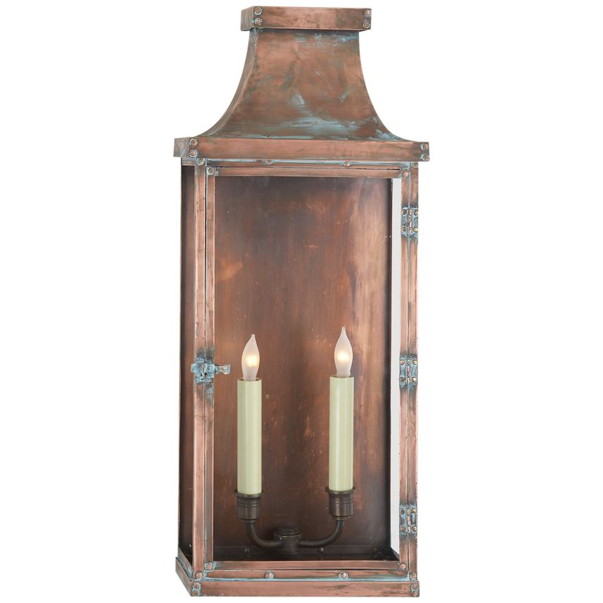 Bedford Wide Tall 3/4 Lantern by Visual Comfort - Durable Natural Copper, Timeless Design for Outdoor Spaces