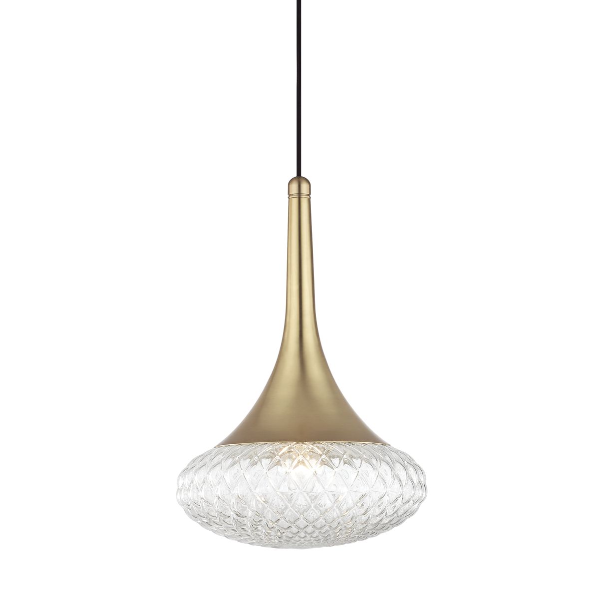 Mitzi Bella Large Pendant Light in Aged Brass, Adjustable Height, Dimmable, 60W Max Bulb