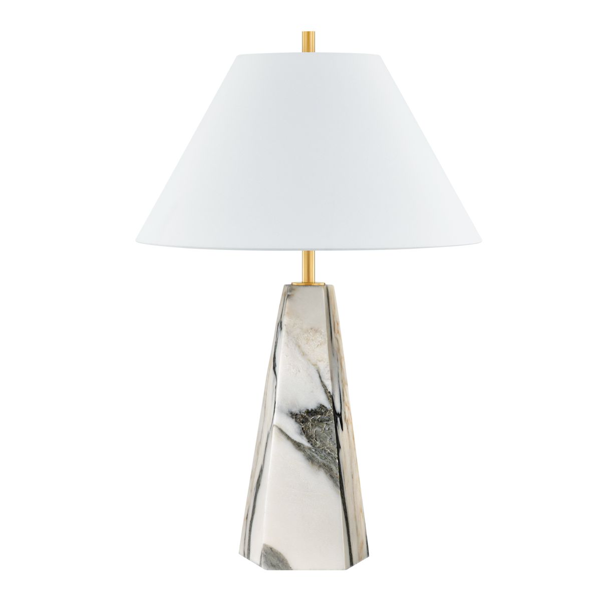 Benicia 30-Inch Table Lamp by Hudson Valley Lighting, Aged Brass with Marble Base and Linen Shade