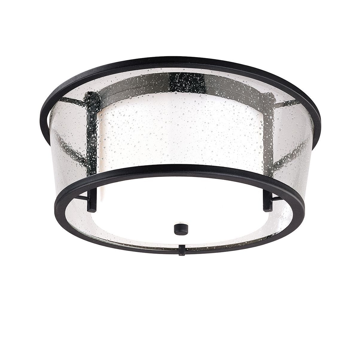 Bennington Ceiling Light by Troy Lighting, 2-Bulb, Dimmable, Textured Black Finish, Clear Seeded Glass Shade