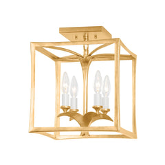 Bergamo Ceiling Light By Corbett Lighting, 4 Candelabra Bulbs, Dimmable, Vintage Gold Leaf Finish