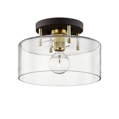 Bergamot Station 12.25" Semi-Flush Ceiling Light by Troy Lighting - Dimmable, Clear Glass Shade, Elegant Design