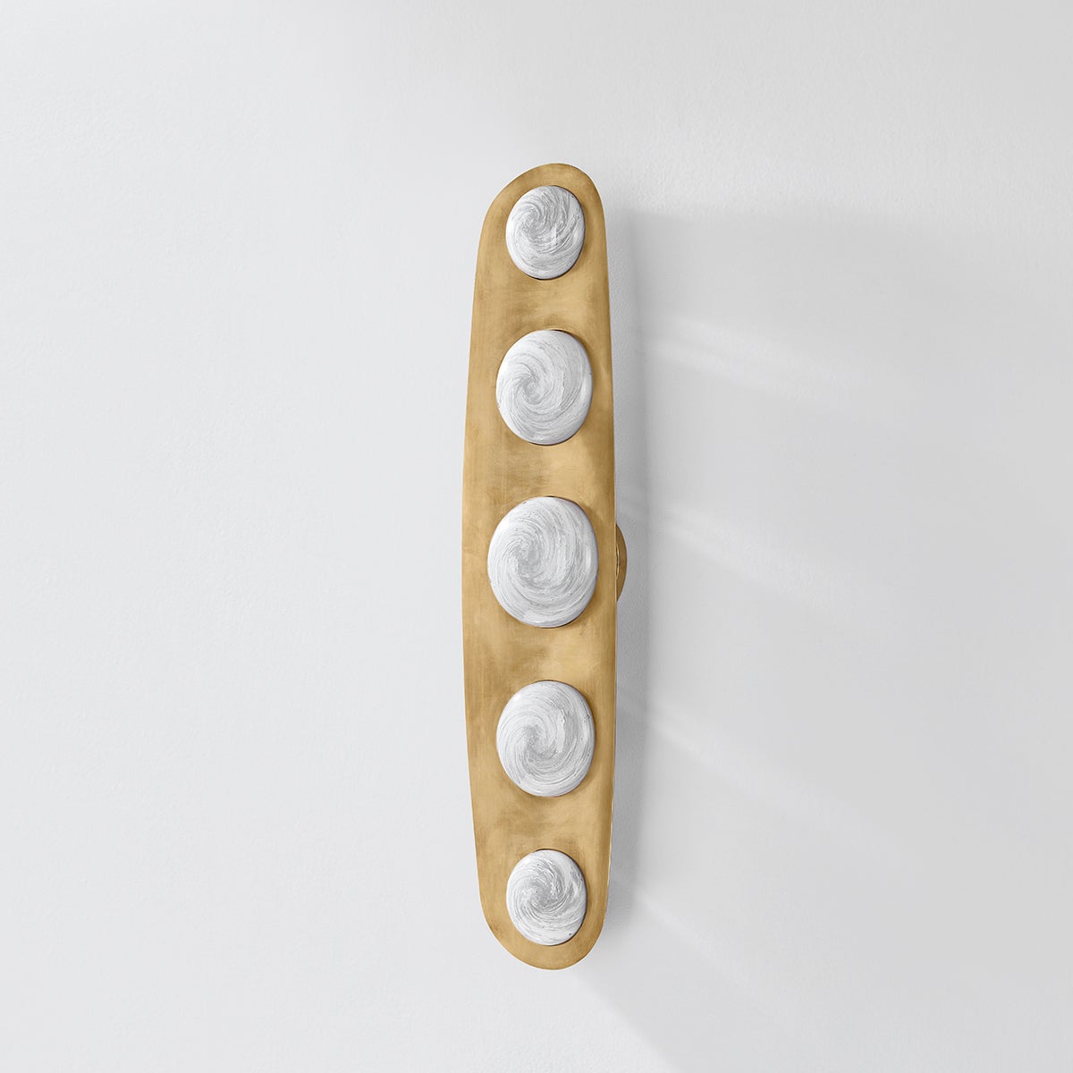 Bezel Large Sconce 28W 550 Lumens Dimmable Vintage Brass Luna Etched Glass by Corbett Lighting