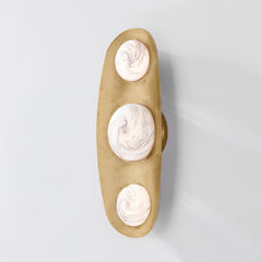 Bezel Sconce 472-03-VB by Corbett Lighting, Vintage Brass Finish with Etched Luna Glass, Dimmable LED