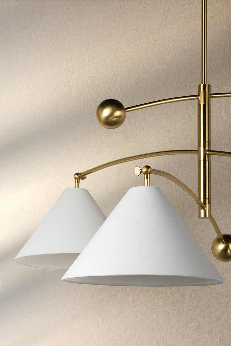 Birdie 3-Light Chandelier by Mitzi in Aged Brass with Unique Asymmetrical Design and Dimmable Functionality