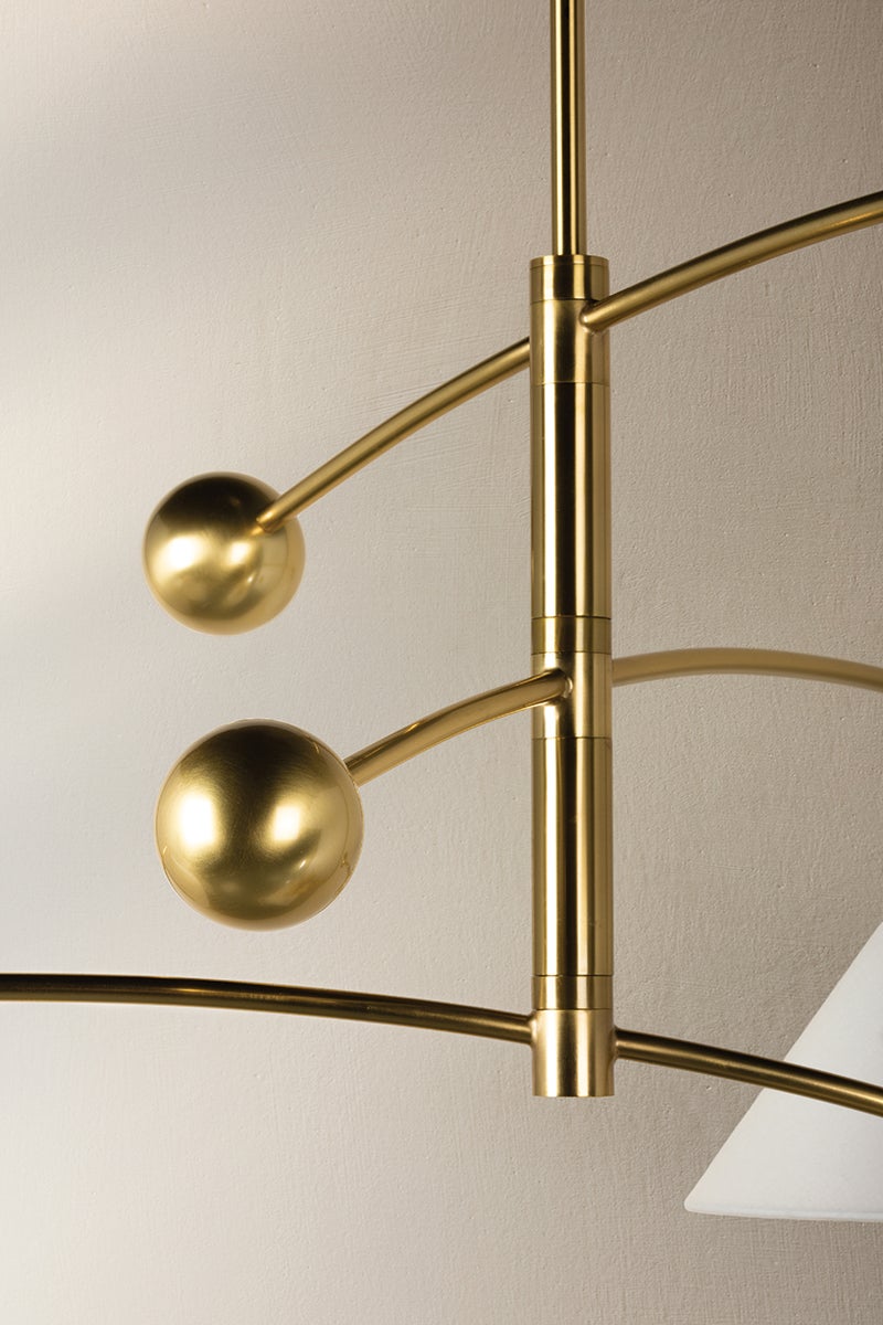 Birdie 3-Light Chandelier by Mitzi in Aged Brass with Unique Asymmetrical Design and Dimmable Functionality