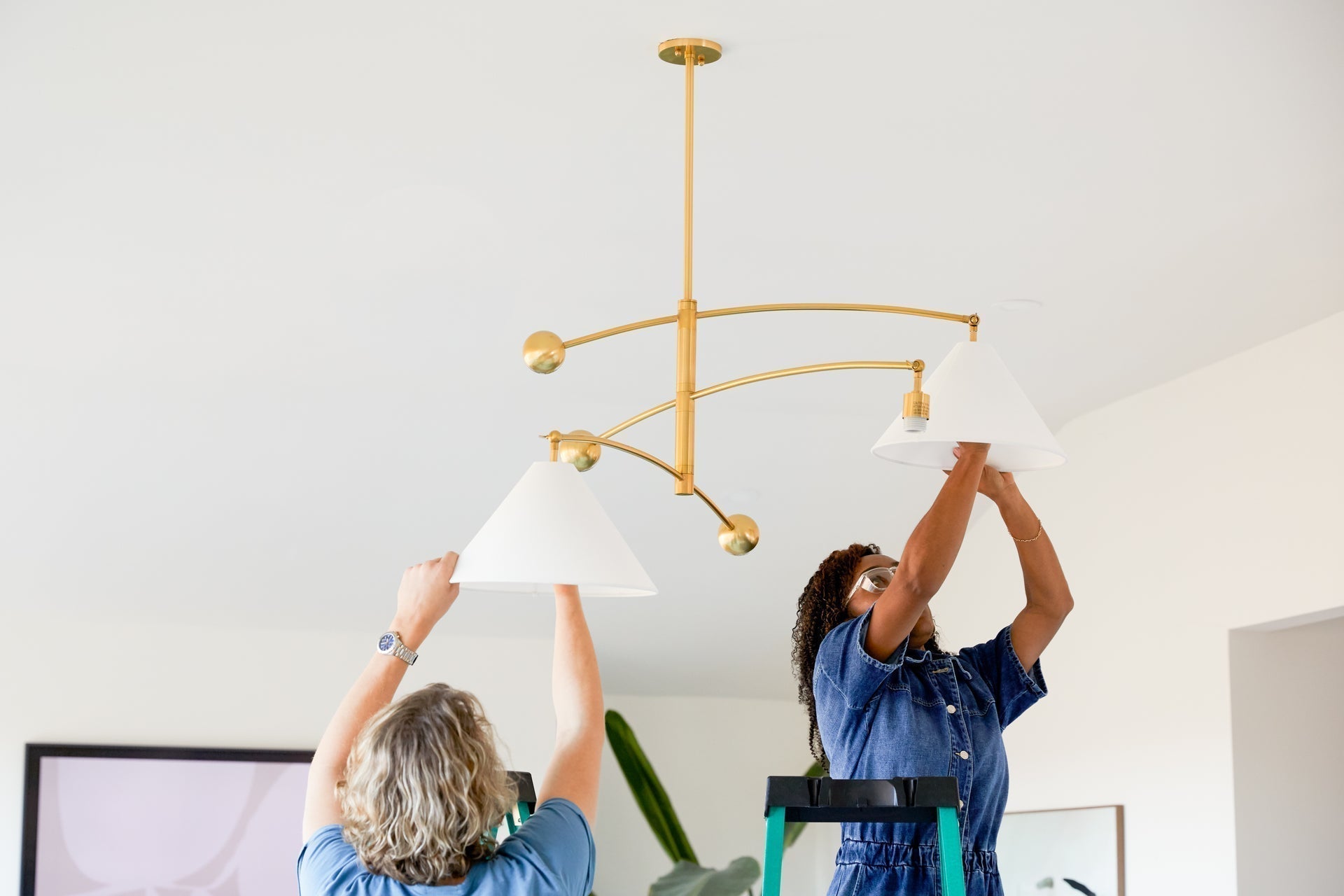 Birdie 3-Light Chandelier by Mitzi in Aged Brass with Unique Asymmetrical Design and Dimmable Functionality