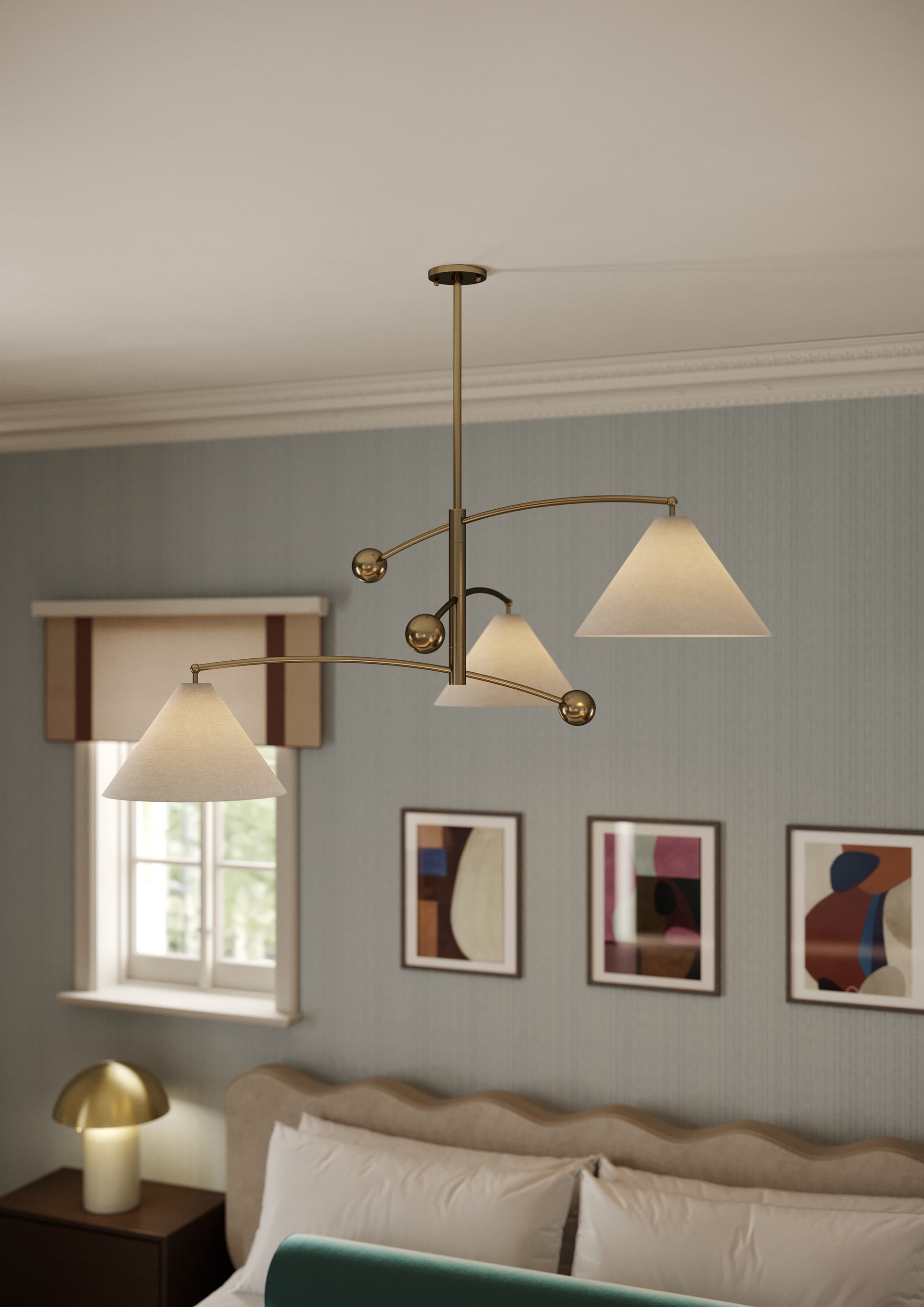 Birdie 3-Light Chandelier by Mitzi in Aged Brass with Unique Asymmetrical Design and Dimmable Functionality