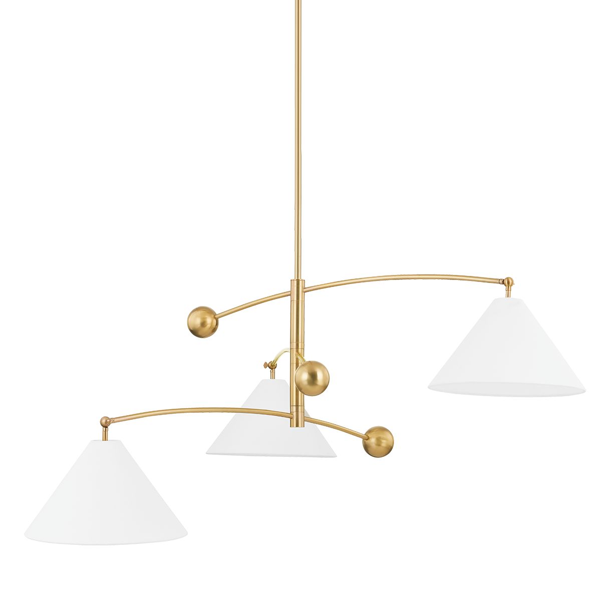 Birdie 3-Light Chandelier by Mitzi in Aged Brass with Unique Asymmetrical Design and Dimmable Functionality