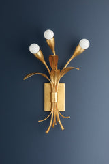 Bilston Wall Sconce 1903-VGL by Hudson Valley Lighting - Blue Ceramic & Vintage Gold Finish, Dimmable