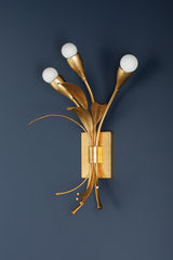 Bilston Wall Sconce 1903-VGL by Hudson Valley Lighting - Blue Ceramic & Vintage Gold Finish, Dimmable