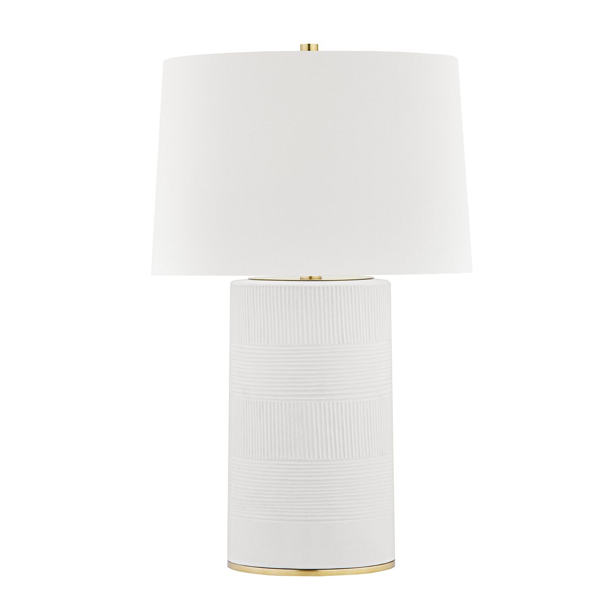 Borneo Table Lamp 26" Tall With Dimmable Aged Brass Finish And Off-White Linen Shade