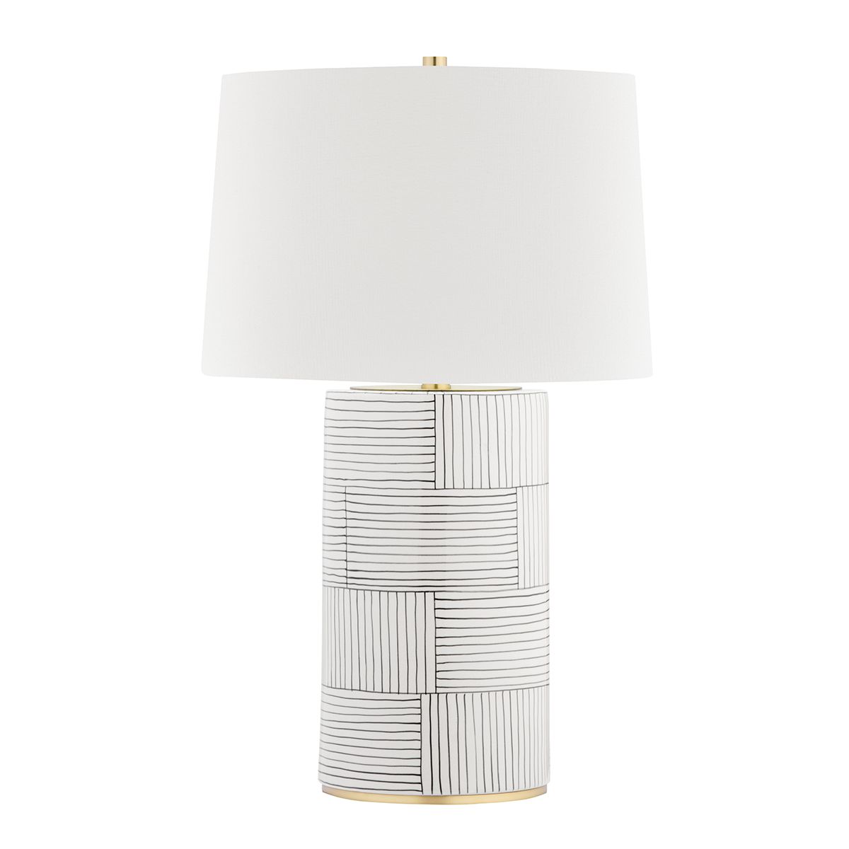 Borneo Table Lamp 26" Tall With Dimmable Aged Brass Finish And Off-White Linen Shade