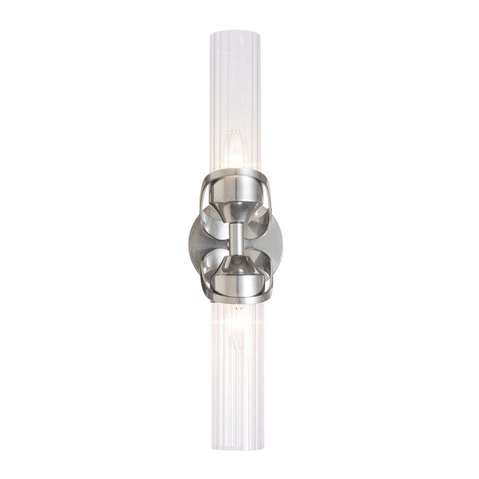 Bow 2-Light Bath Sconce by Hubbardton Forge - Versatile Install, Clear Glass Shades, UL Damp Rated