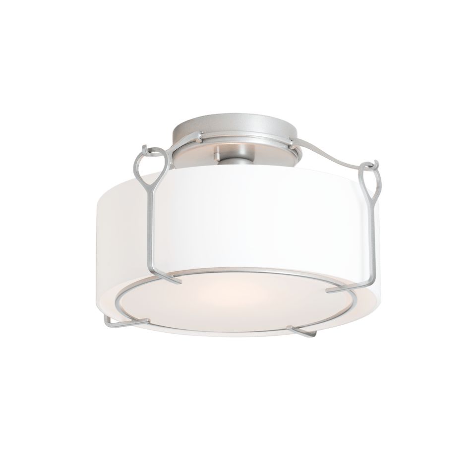 Bow Medium Semi-Flush Light Fixture by Hubbardton Forge - Dimmable Opal Glass Shade, UL Damp Rated