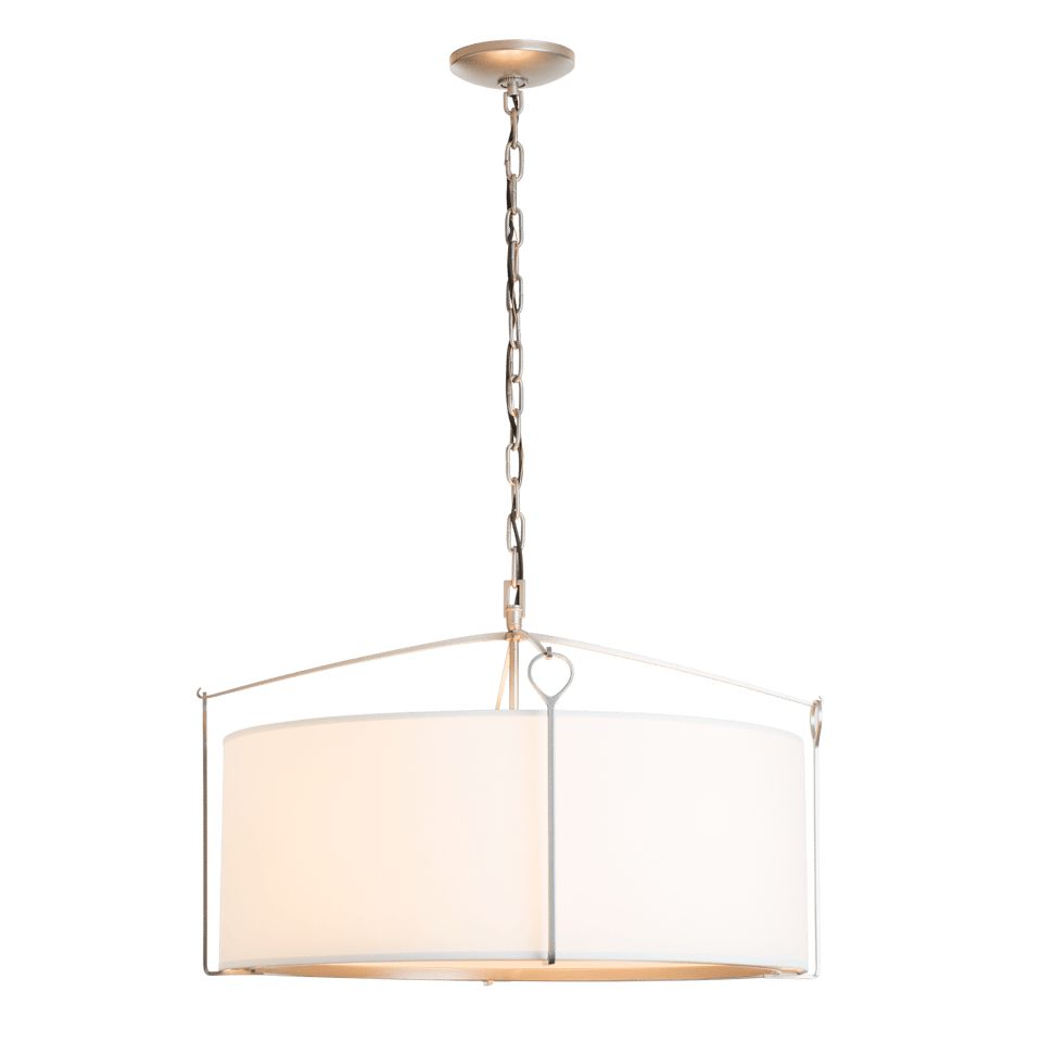 Bow Pendant Light by Hubbardton Forge - Dimmable, Versatile Design, Natural Linen Shade, 100W Max