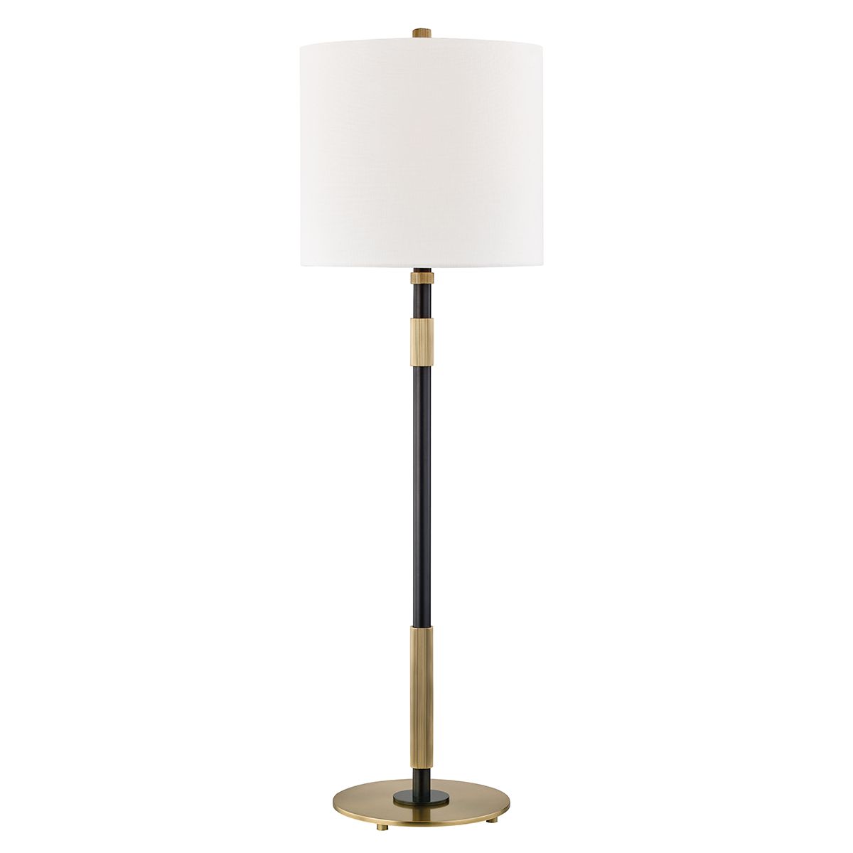 Bowery Table Lamp 26" Tall Aged Old Bronze With White Linen Shade Dimmable E26 Base by Hudson Valley Lighting