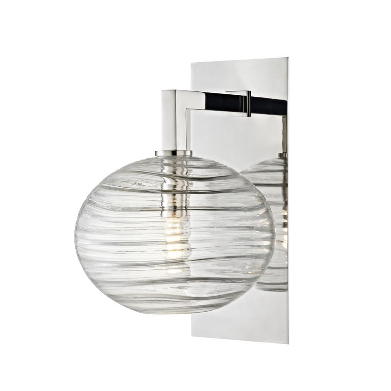 Breton Sconce by Hudson Valley Lighting - Rippled Glass Globe, Dimmable, Aged Brass or Polished Nickel