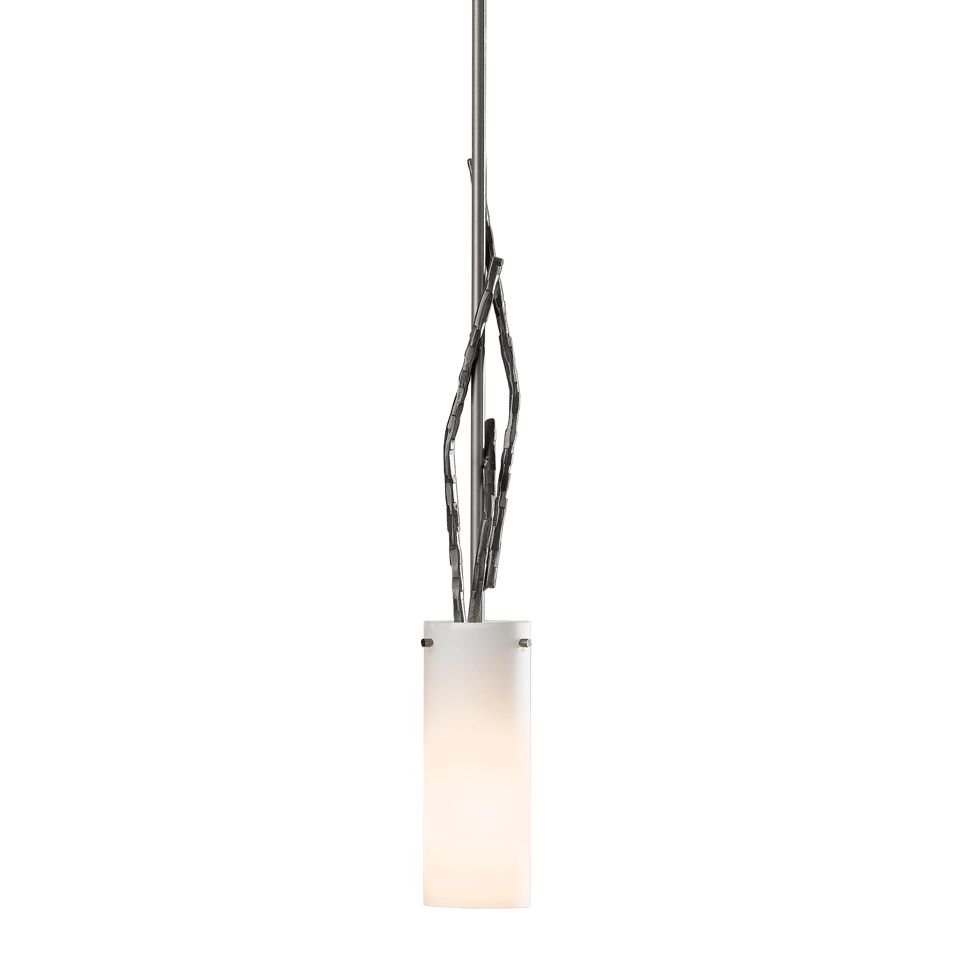 Brindille Mini Pendant Light by Hubbardton Forge - Artisan-Forged Steel Twigs, Dimmable, Opal Glass