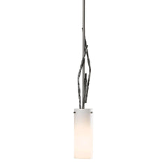 Brindille Mini Pendant Light by Hubbardton Forge - Artisan-Forged Steel Twigs, Dimmable, Opal Glass