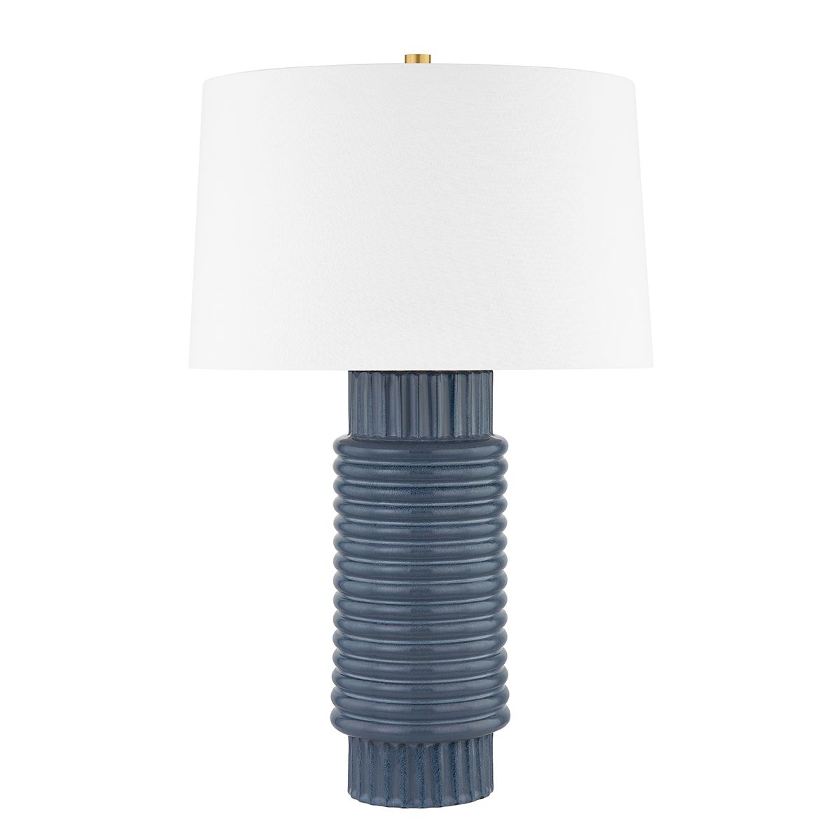 Broderick 26.5" Table Lamp by Hudson Valley Lighting in Aged Brass & Grey Blue Ceramic, Dimmable Design