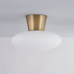 Brody Ceiling Light By Troy Lighting - 10" H, 15" D, Patina Brass Finish, Dimmable Glass Shade