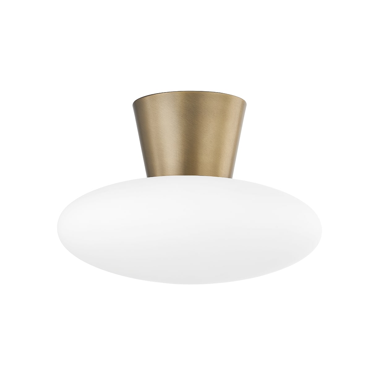 Brody Ceiling Light By Troy Lighting - 10" H, 15" D, Patina Brass Finish, Dimmable Glass Shade