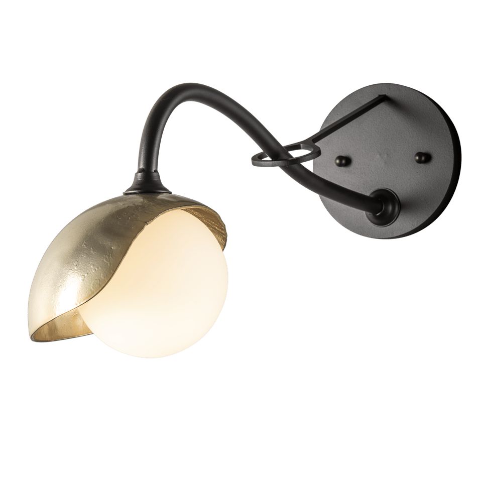 Hubbardton Forge Brooklyn 1-Light Long-Arm Sconce With Opal Glass Shade, UL Damp Rated, Artisan Crafted