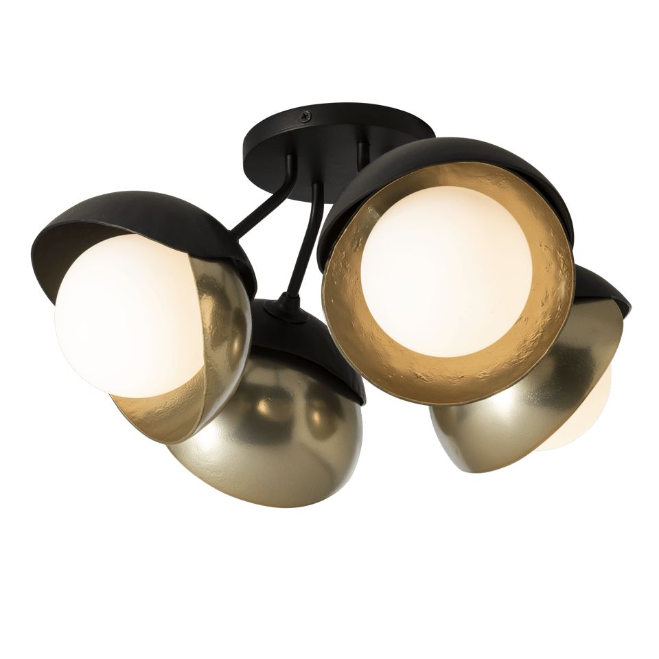 Hubbardton Forge Brooklyn 4-Light Double Shade Semi-Flush Ceiling Fixture with Dimmable Feature