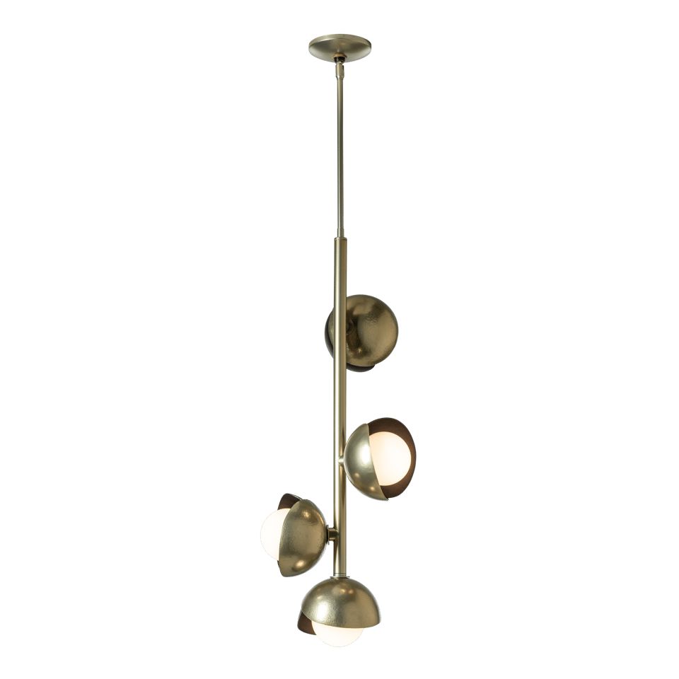 Brooklyn 4-Light Double Shade Vertical Pendant, Adjustable Height, Opal Glass, Various Finishes