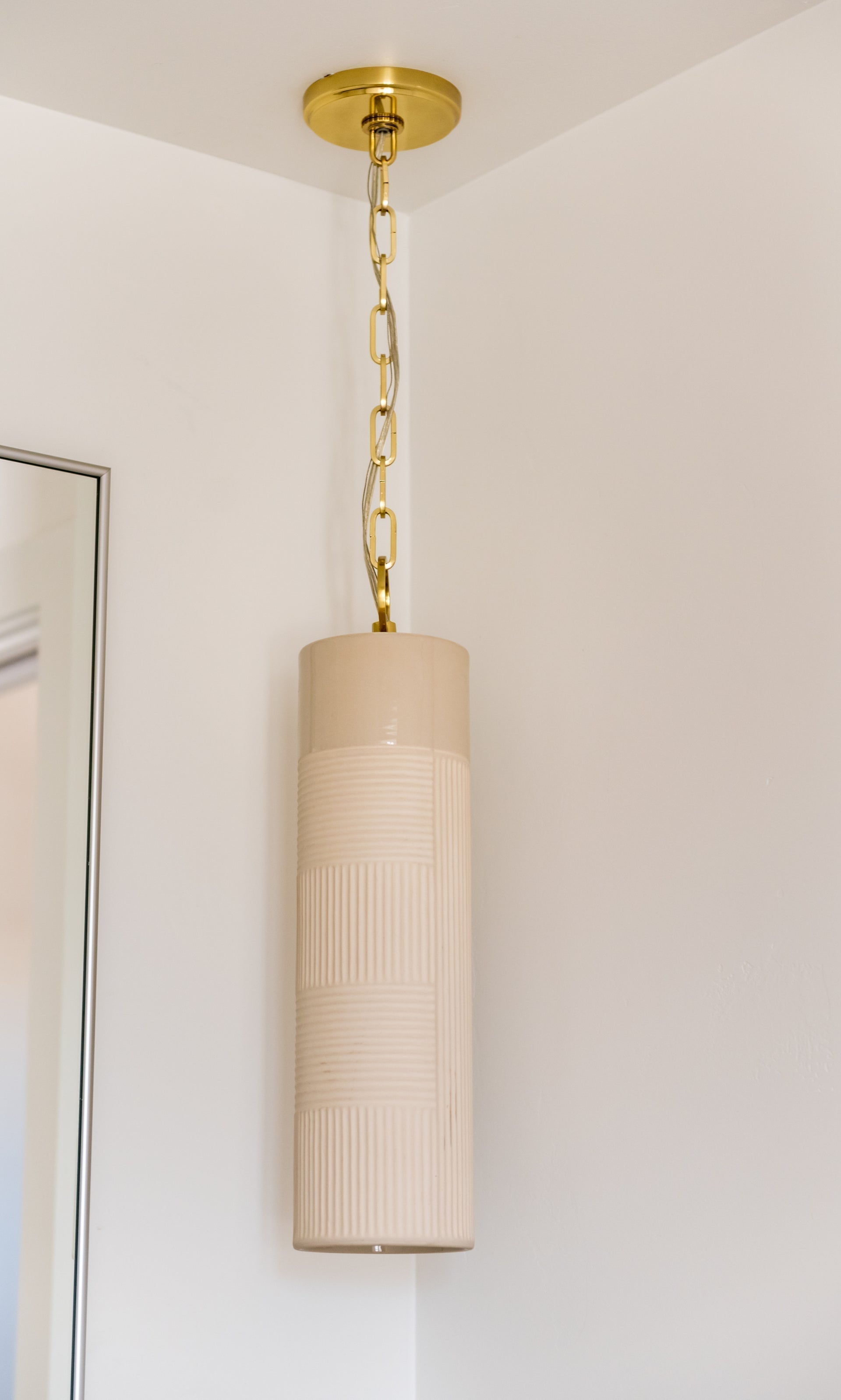 Brookville Pendant Light 20.75" Height by Hudson Valley Lighting - Dimmable, Ceramic Shade, Aged Brass Finish