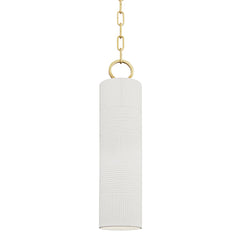 Brookville Pendant Light 20.75" Height by Hudson Valley Lighting - Dimmable, Ceramic Shade, Aged Brass Finish